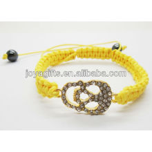 95B0227 / shamballa Schädelkopfarmband / gesponnenes Schädelarmband / diamante Rhinestoneschädellegierung gesponnenes Armband